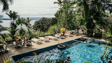 Outdoor pool, sun loungers