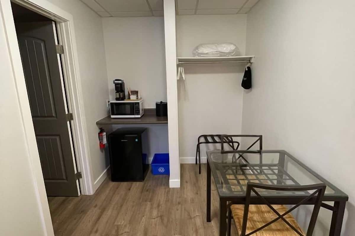 1 bedroom, laptop workspace, blackout curtains, iron/ironing board