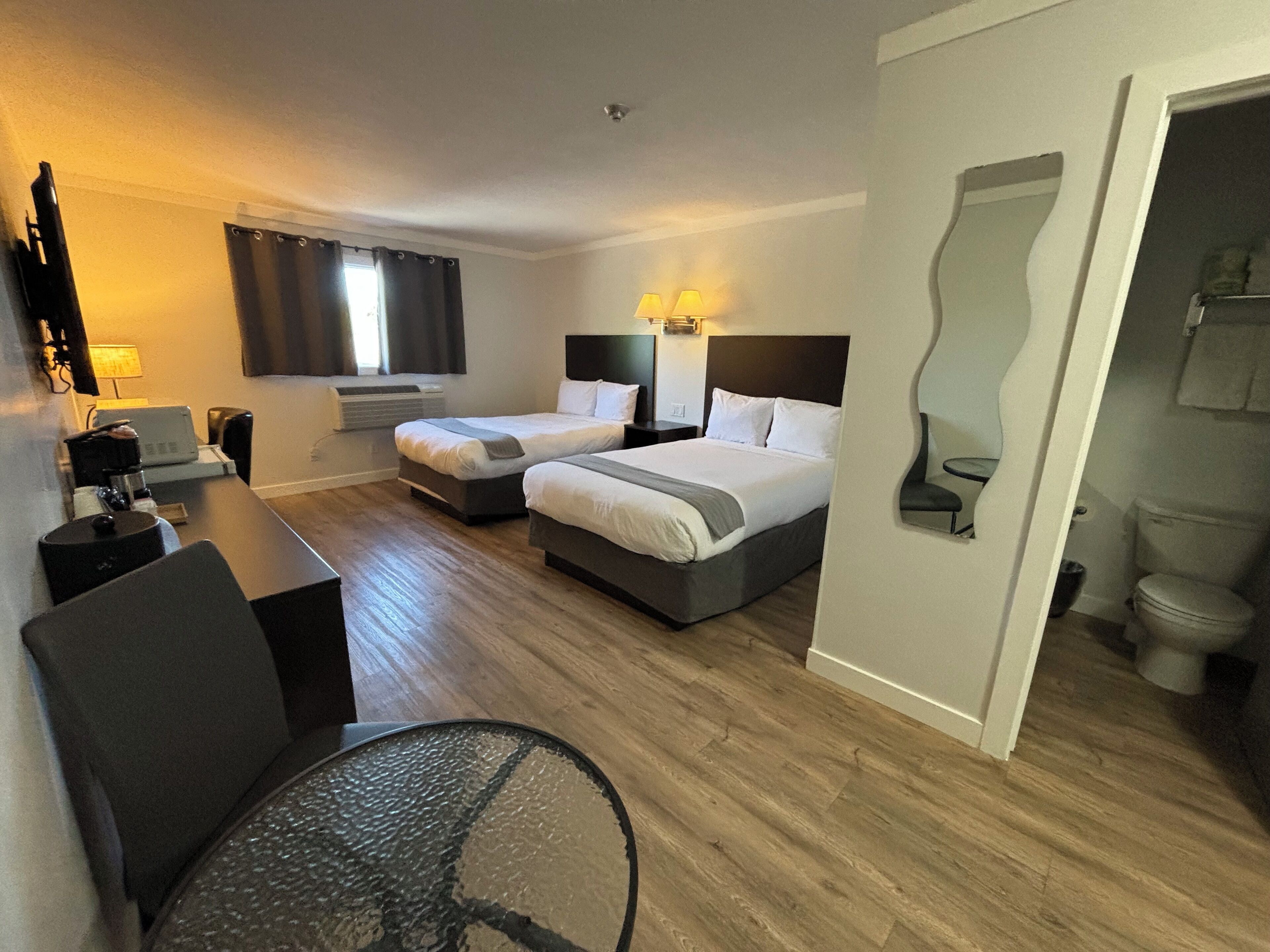 1 bedroom, laptop workspace, blackout curtains, iron/ironing board