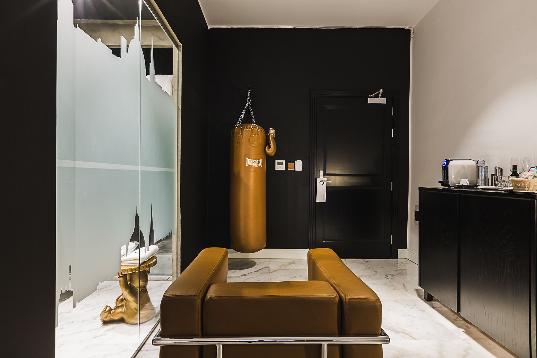 luxury double room (fitness room) | living area | flat-screen tv, ipod dock