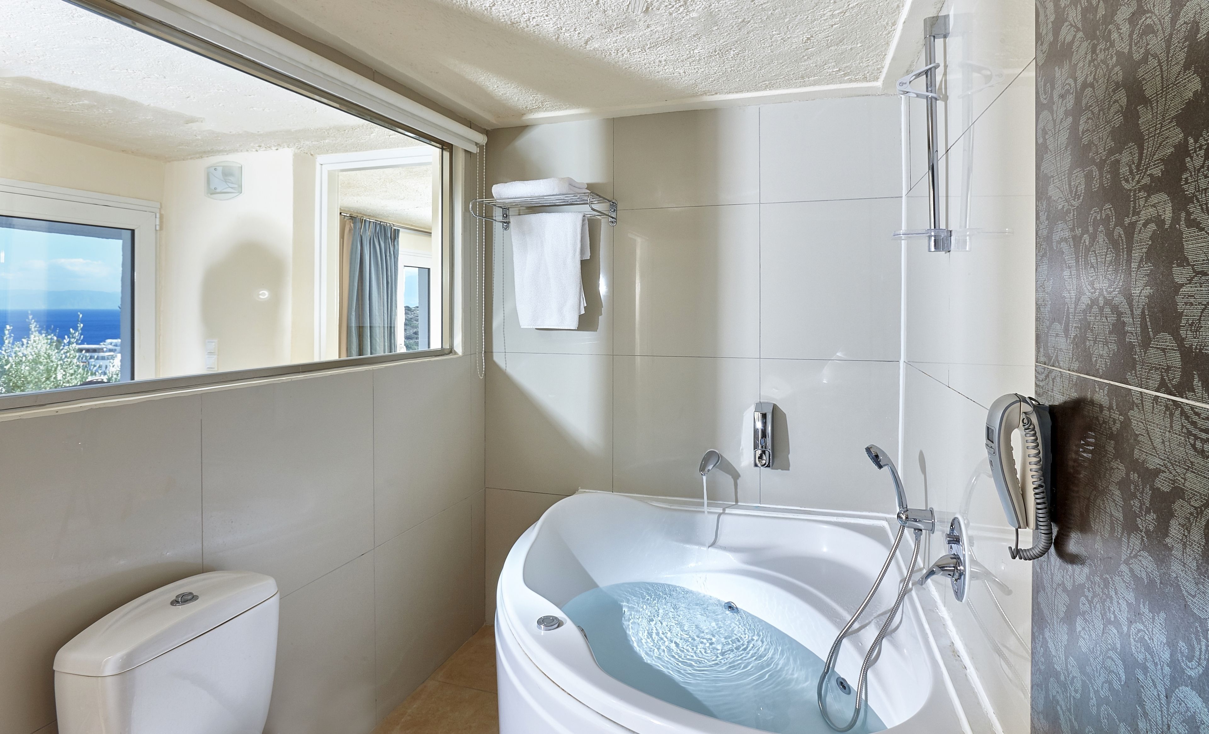 Jetted tub, free toiletries, hair dryer, bathrobes
