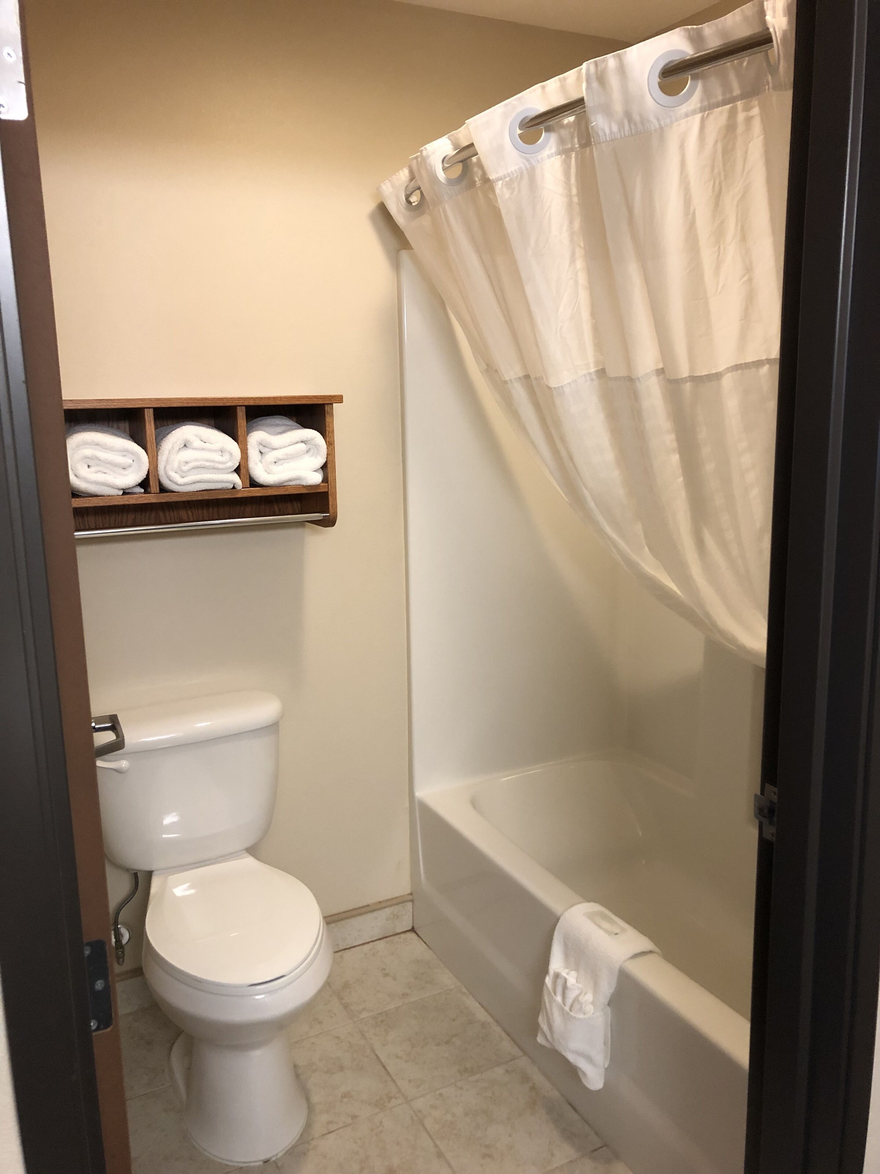 standard room, 1 king bed, non smoking | bathroom | combined shower/bathtub, towels