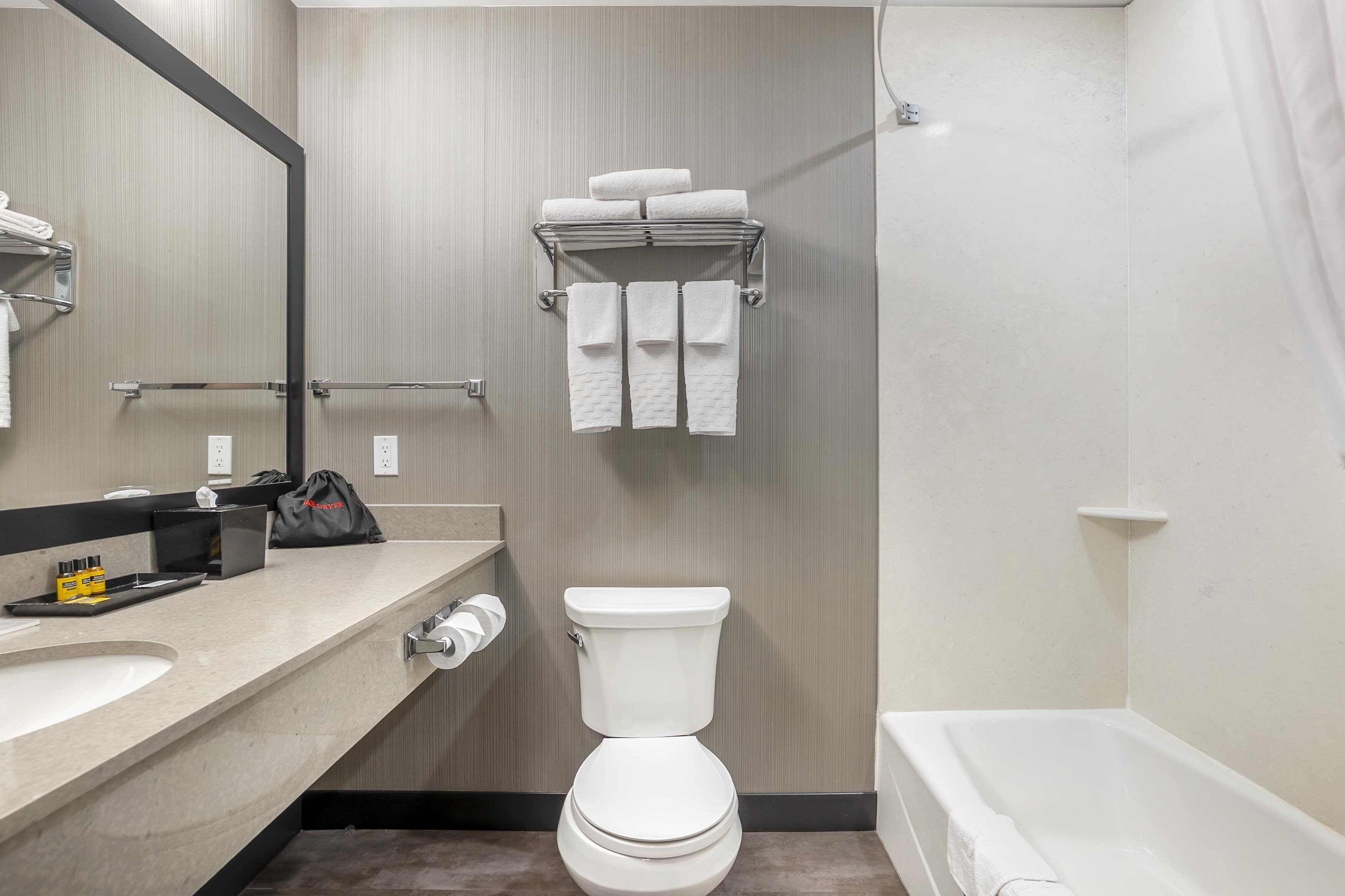 standard room, 2 queen beds, non smoking | bathroom | free toiletries, hair dryer, towels