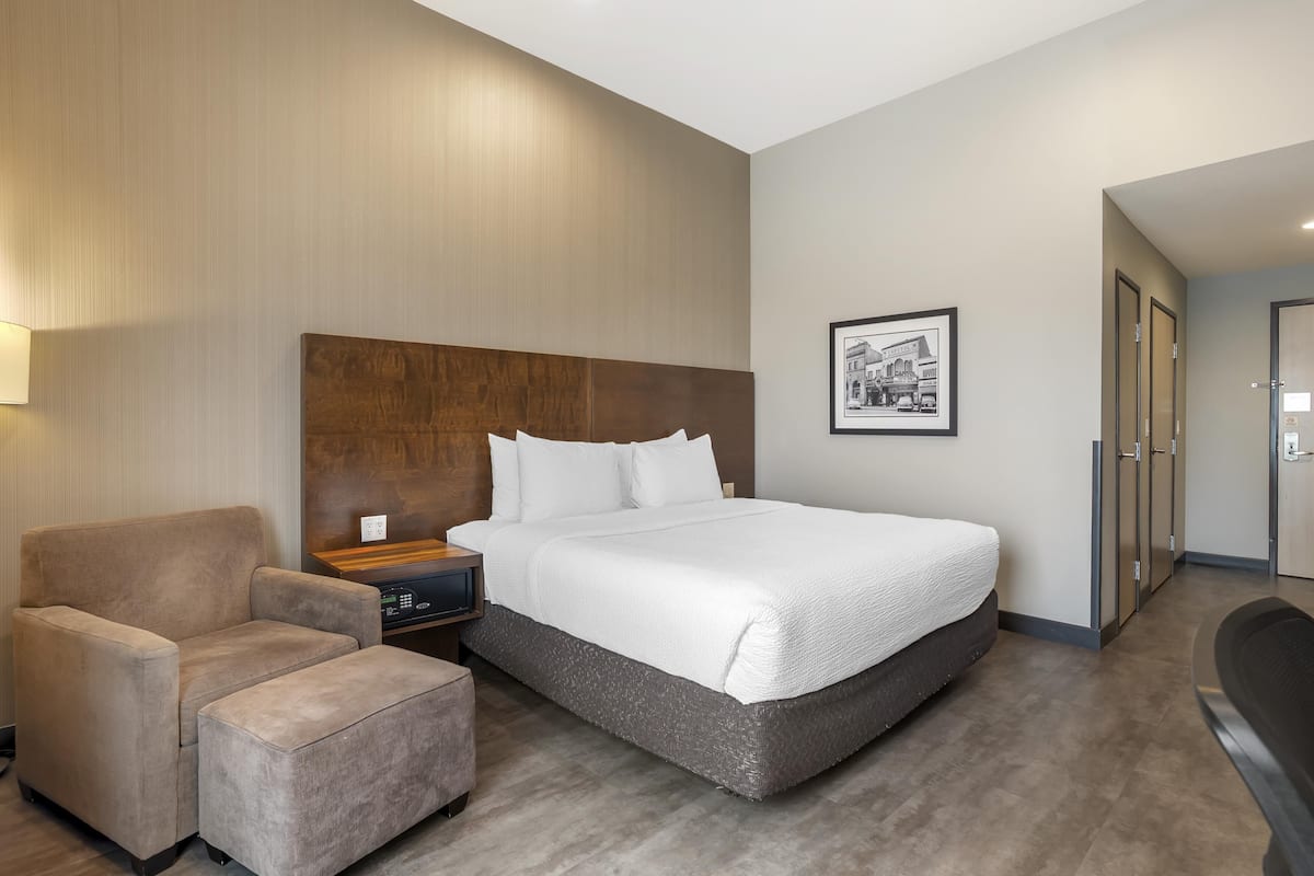 standard room, 1 king bed, accessible, non smoking (walk-in shower) | in-room safe, desk, laptop workspace, blackout curtains