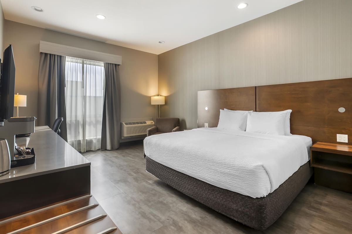 Standaard kamer, 1 kingsize bed, niet-roken (Shower Only) | Een kluis op de kamer, een bureau, een laptopwerkplek