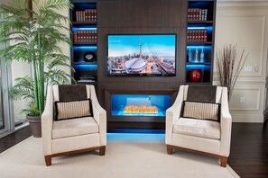 75-inch flat-screen TV with digital channels, TV, Netflix