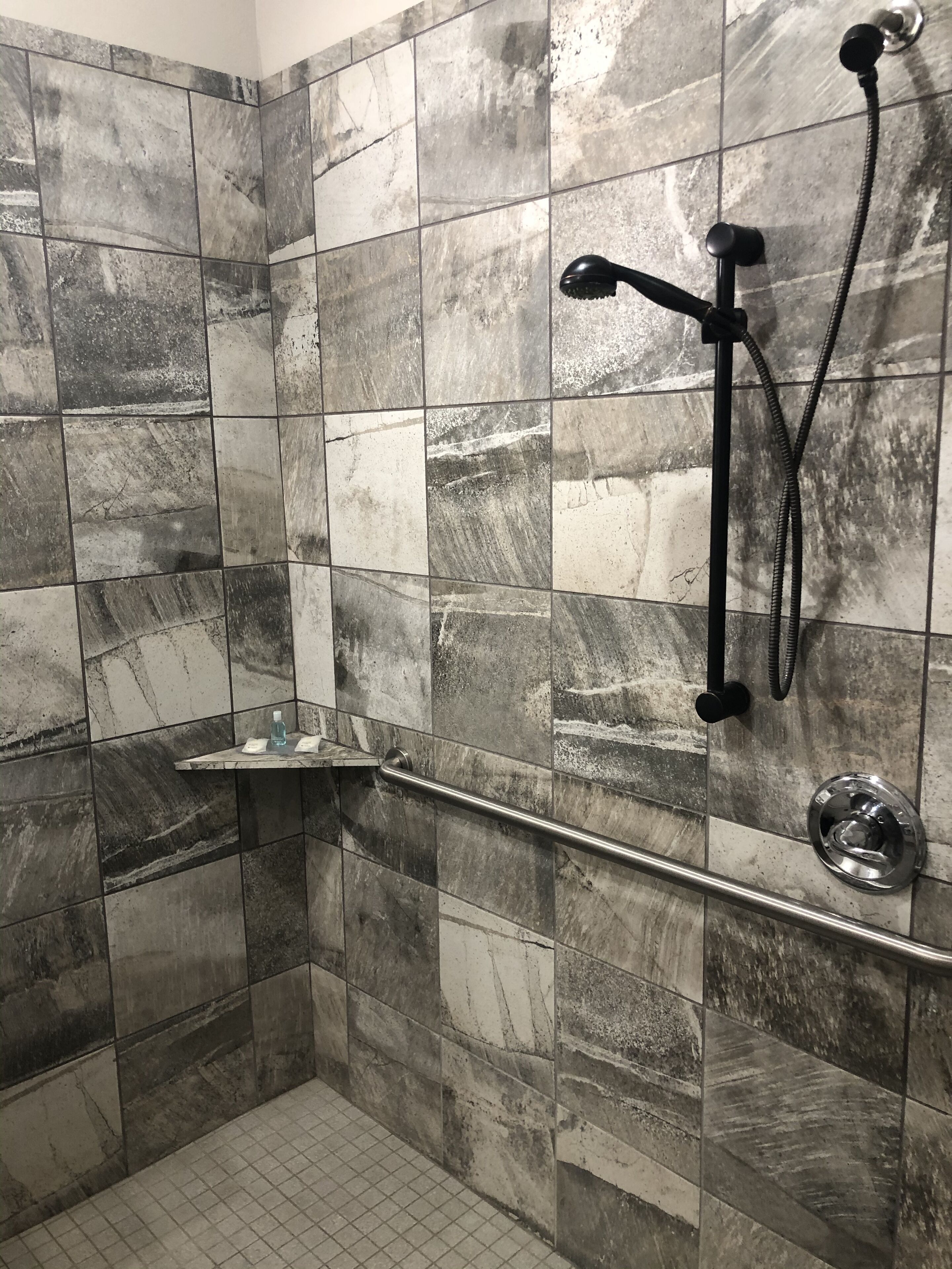 suite, 1 king bed with sofa bed, accessible, non smoking (roll-in shower, mobility & hearing) | bathroom | combined shower/bathtub, free toiletries, hair dryer, towels