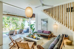 3 Bedroom Private Pool Villa | Living area | 40-inch LCD TV with cable channels, TV, DVD player - Villa Pippa (Seminyak)