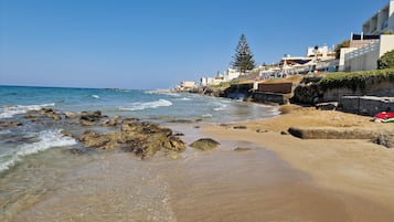 Beach nearby, sun loungers, beach umbrellas