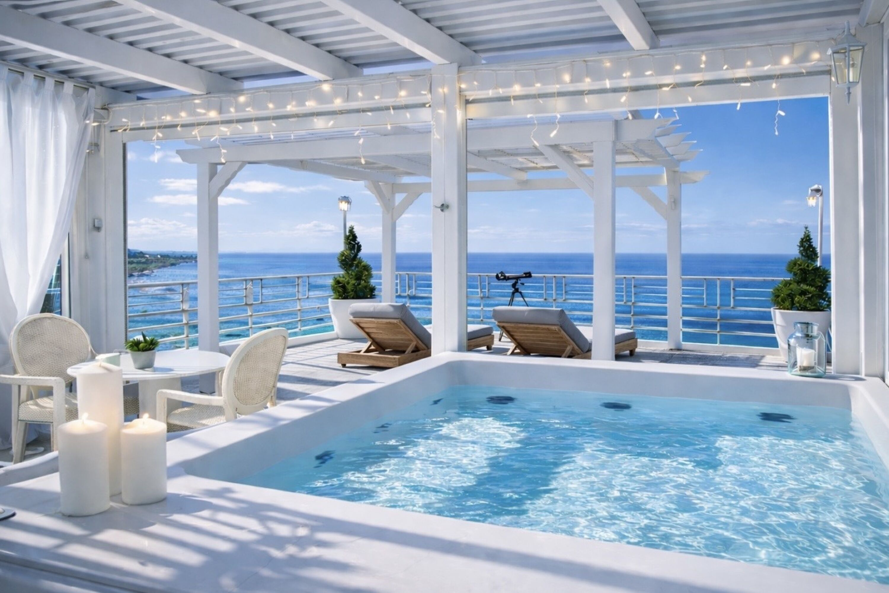 Master Sky Suite Sea View with Sauna, Table Fireplace & Outdoor Jetted Tub