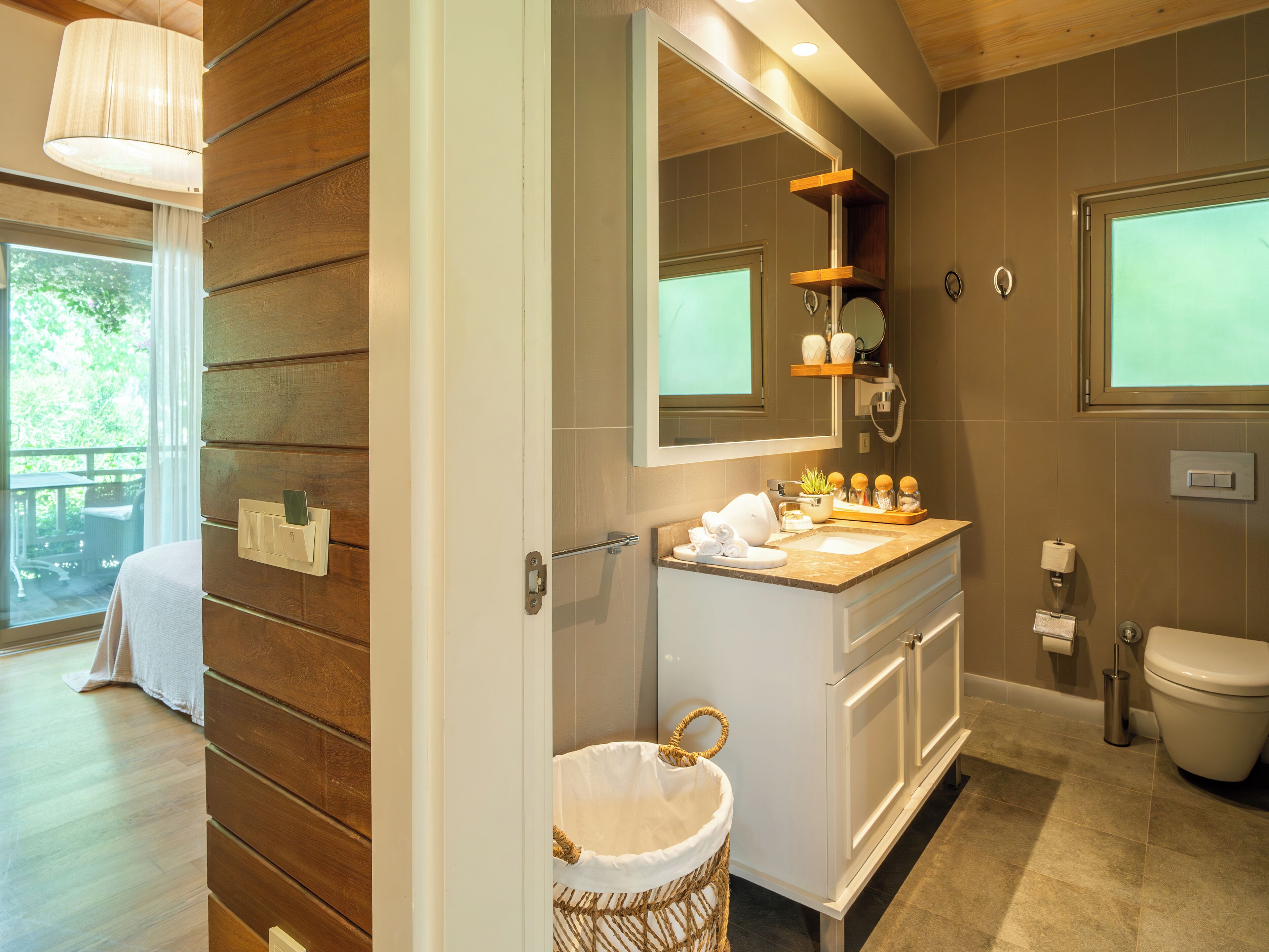 lemon family room | bathroom | shower, free toiletries, hair dryer, bathrobes