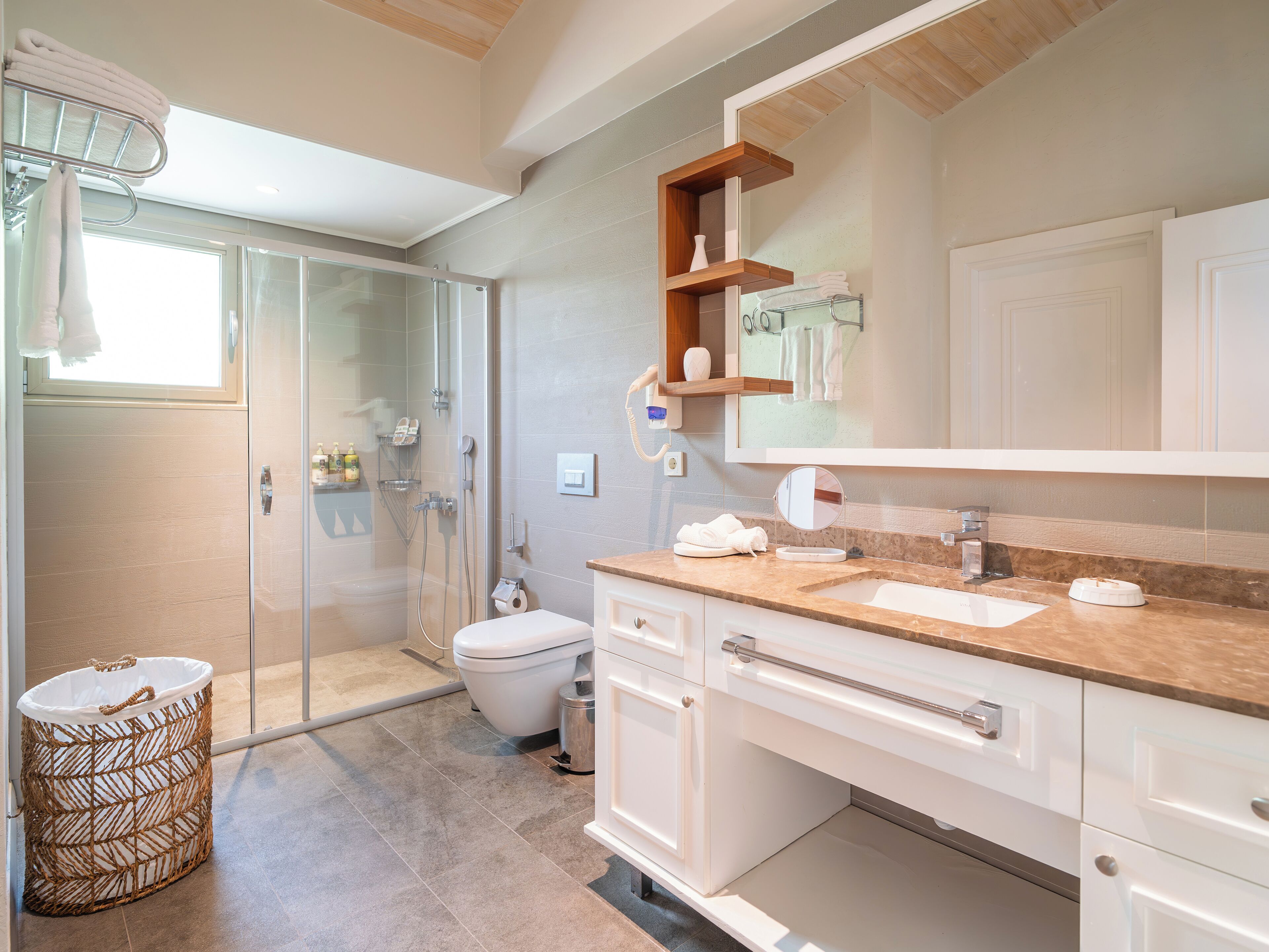 greyfurt room | bathroom | shower, free toiletries, hair dryer, bathrobes