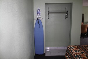 Desk, blackout drapes, iron/ironing board, free WiFi