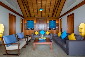 Two Bedrooms Reef Residence with Pool | Living area | 55-inch LED TV with satellite channels, TV - Furaveri Maldives (Furaveri)