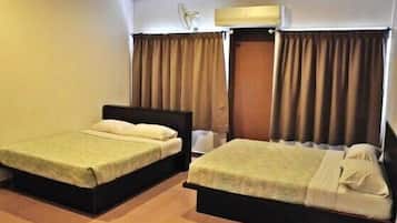 Desk, blackout curtains, iron/ironing board, rollaway beds