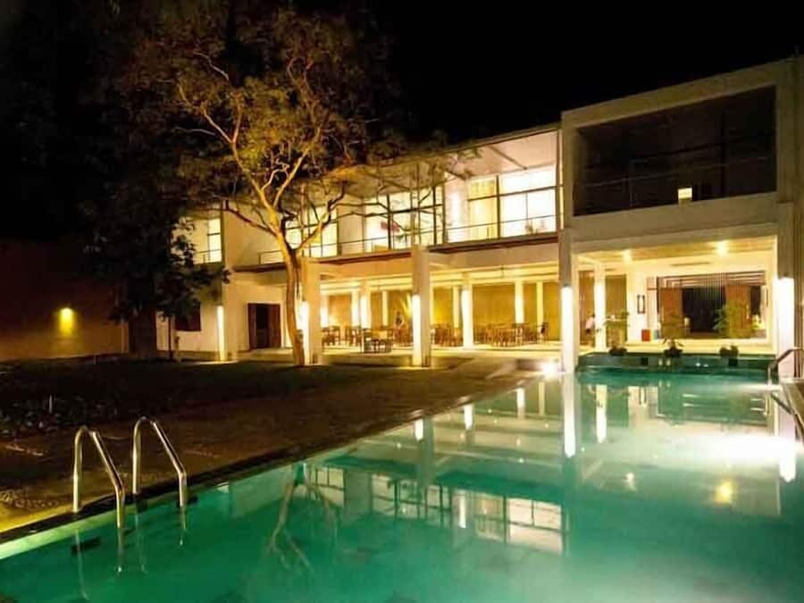 Outdoor pool, sun loungers