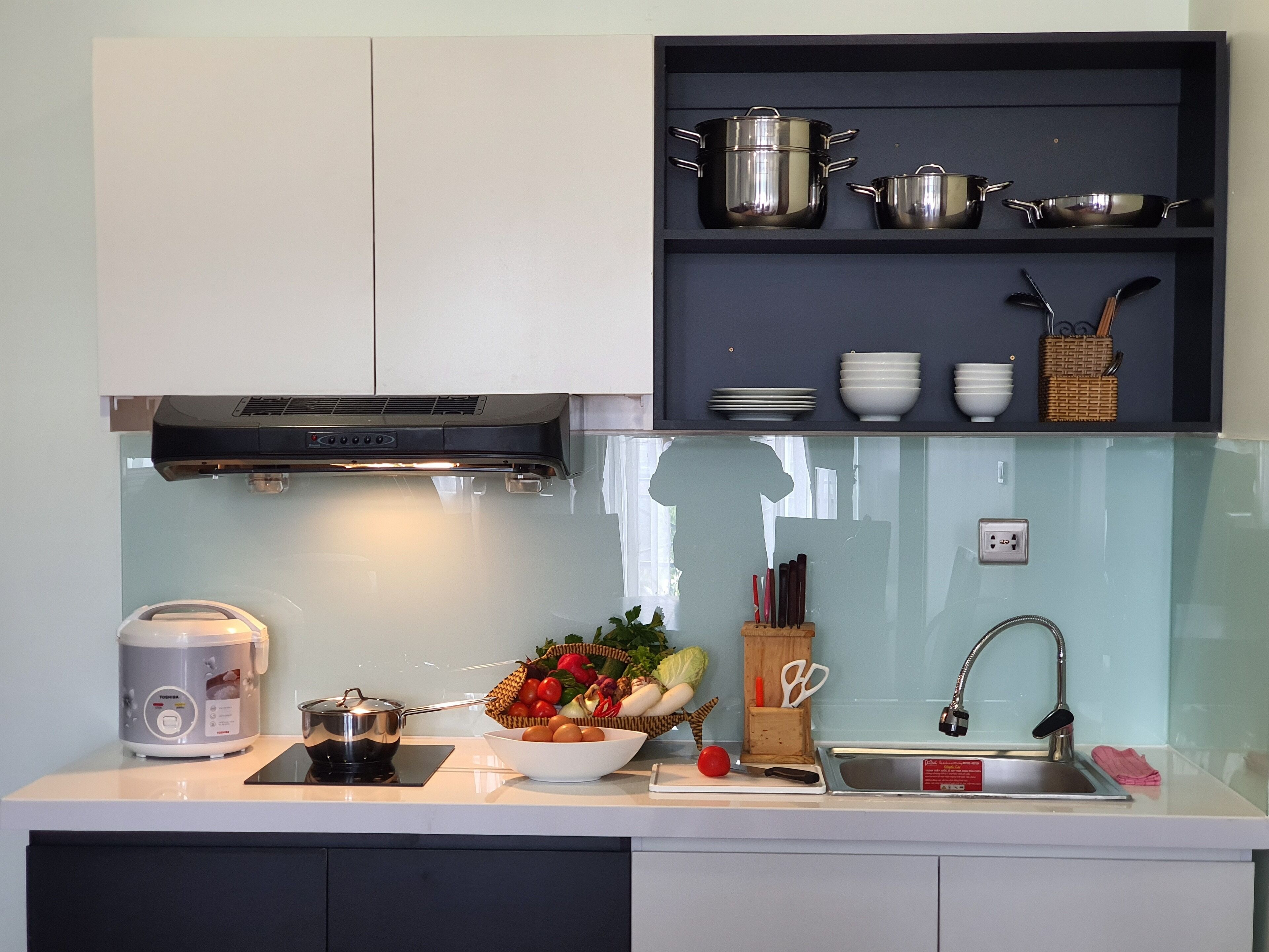 studio suite super king and bunk bed, balcony, garden view | private kitchenette | fridge, high chair