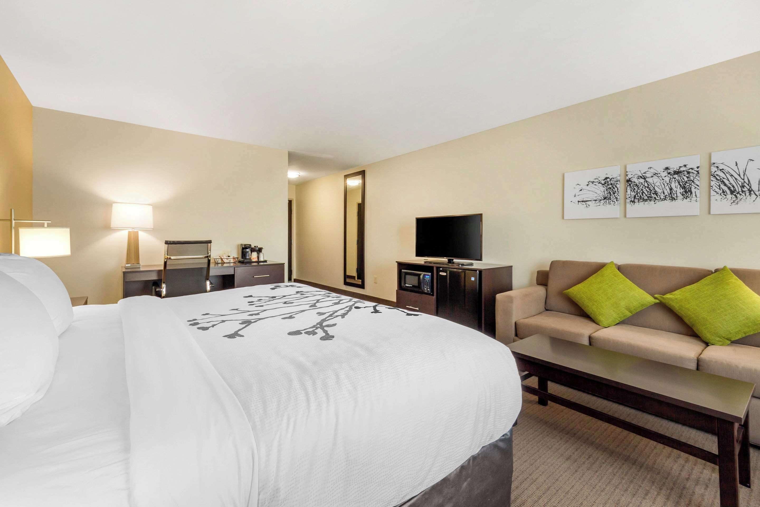 suite, 1 king bed with sofa bed, accessible, non smoking | premium bedding, down duvets, desk, laptop workspace