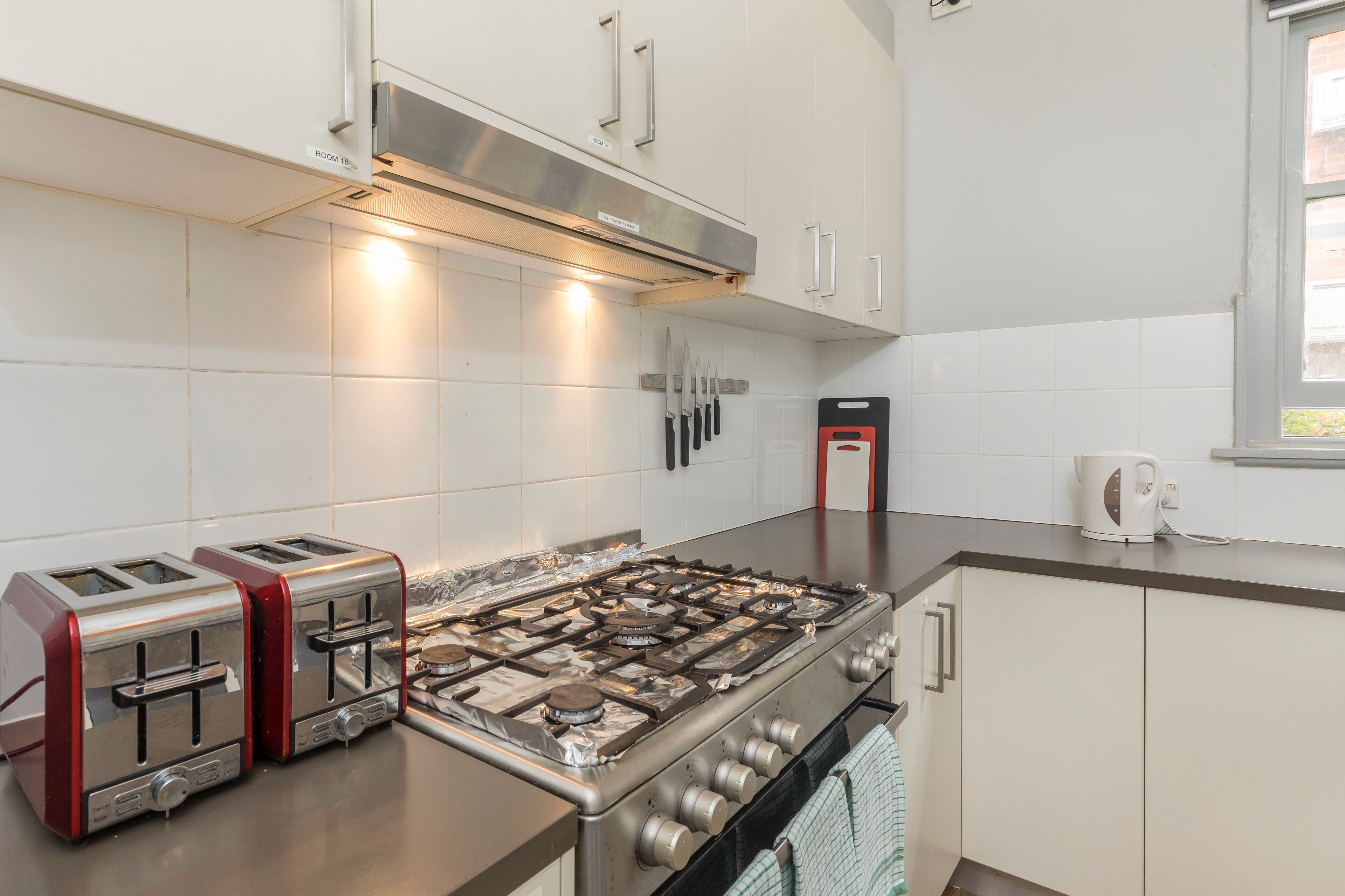 mini-fridge, microwave, eco-friendly cleaning products