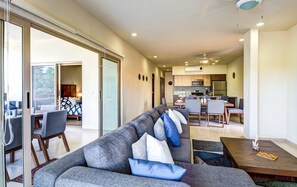 Apartment, 3 Bedrooms (Delfino) | Living room | Flat-screen TV - Tulum Natura Condos (Tulum)