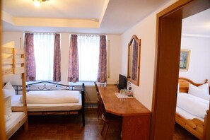 Premium bedding, desk, free cots/infant beds, rollaway beds