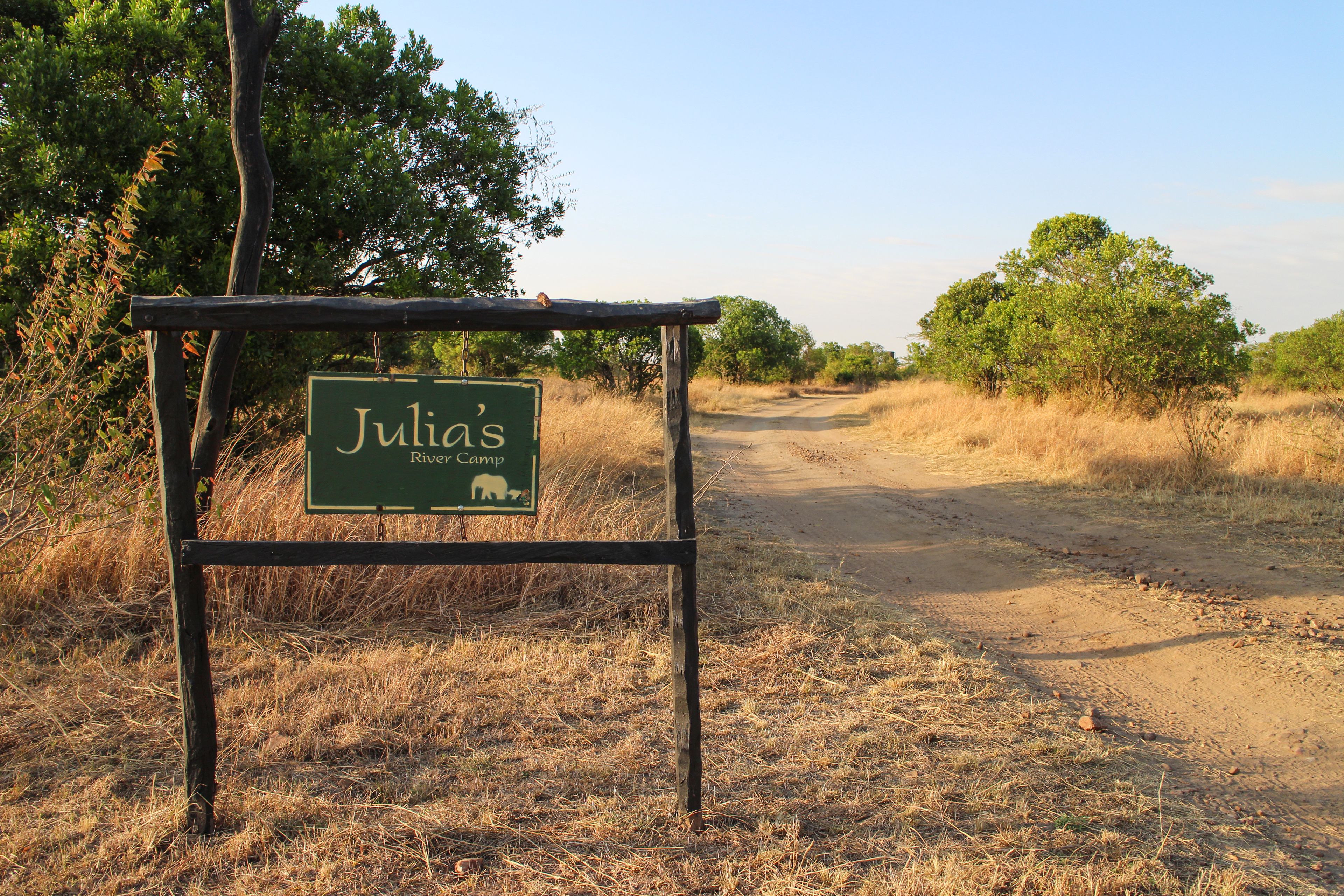 A sign for Julia's River Camp.