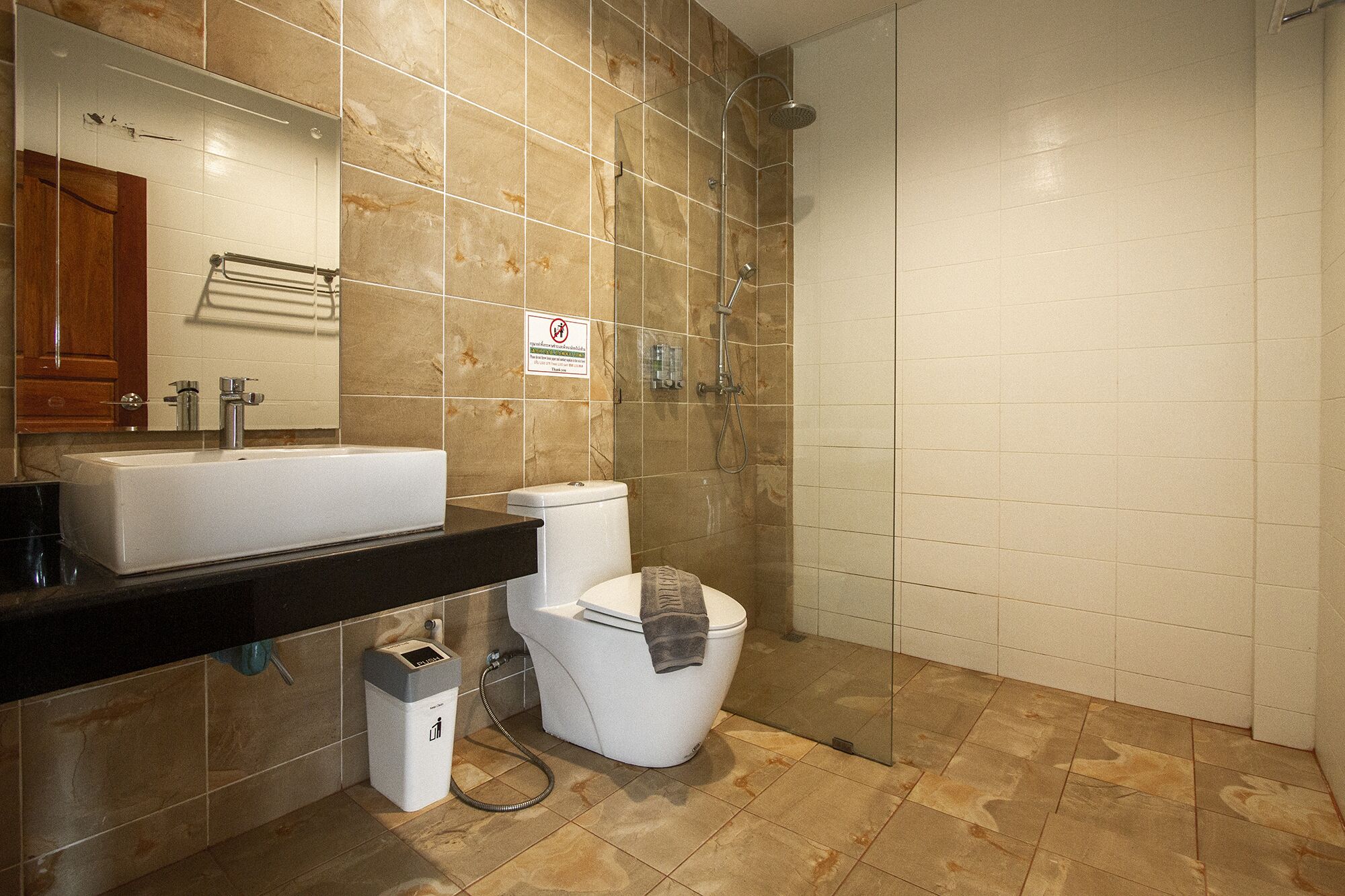 shower, free toiletries, hair dryer, bathrobes