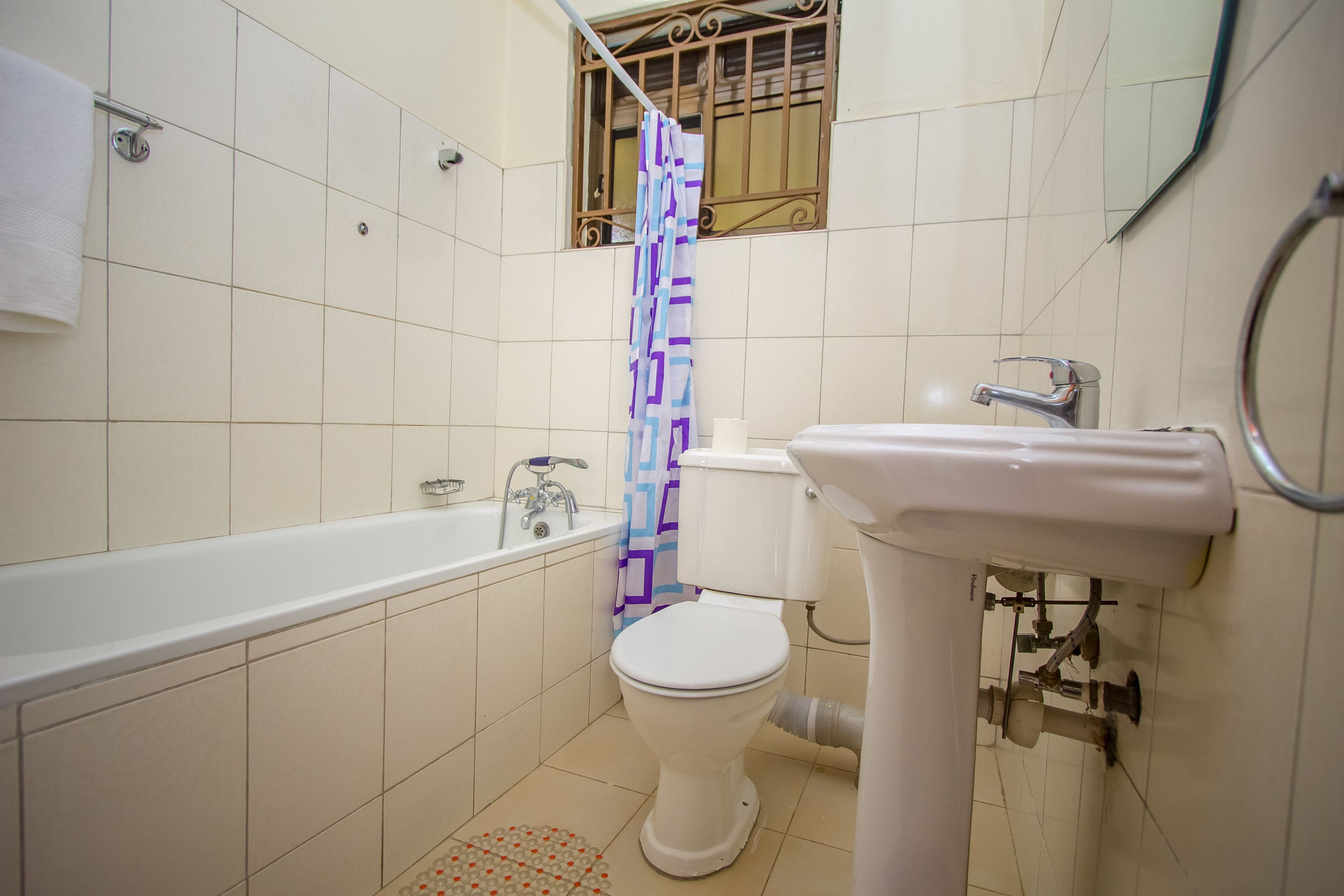 free toiletries, hair dryer, towels