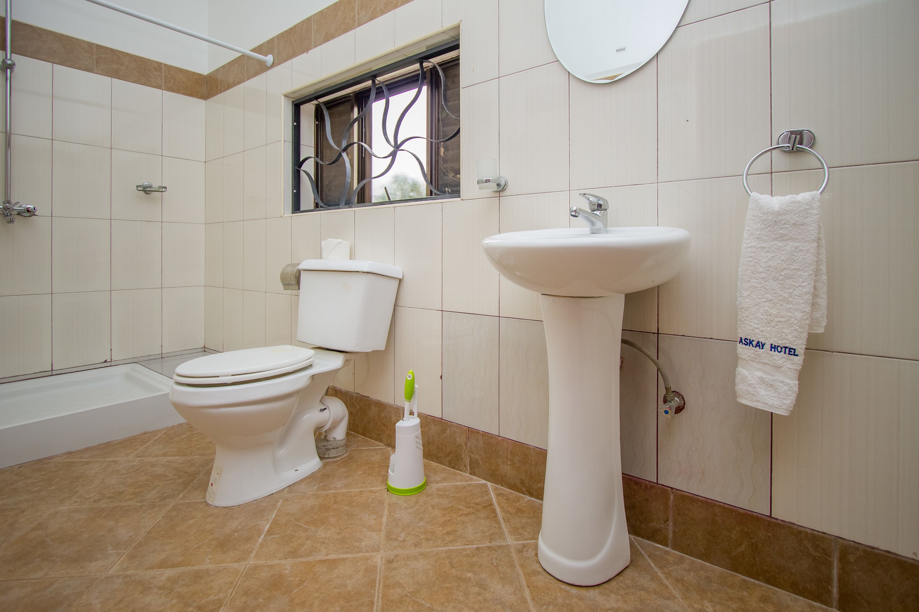 free toiletries, hair dryer, towels