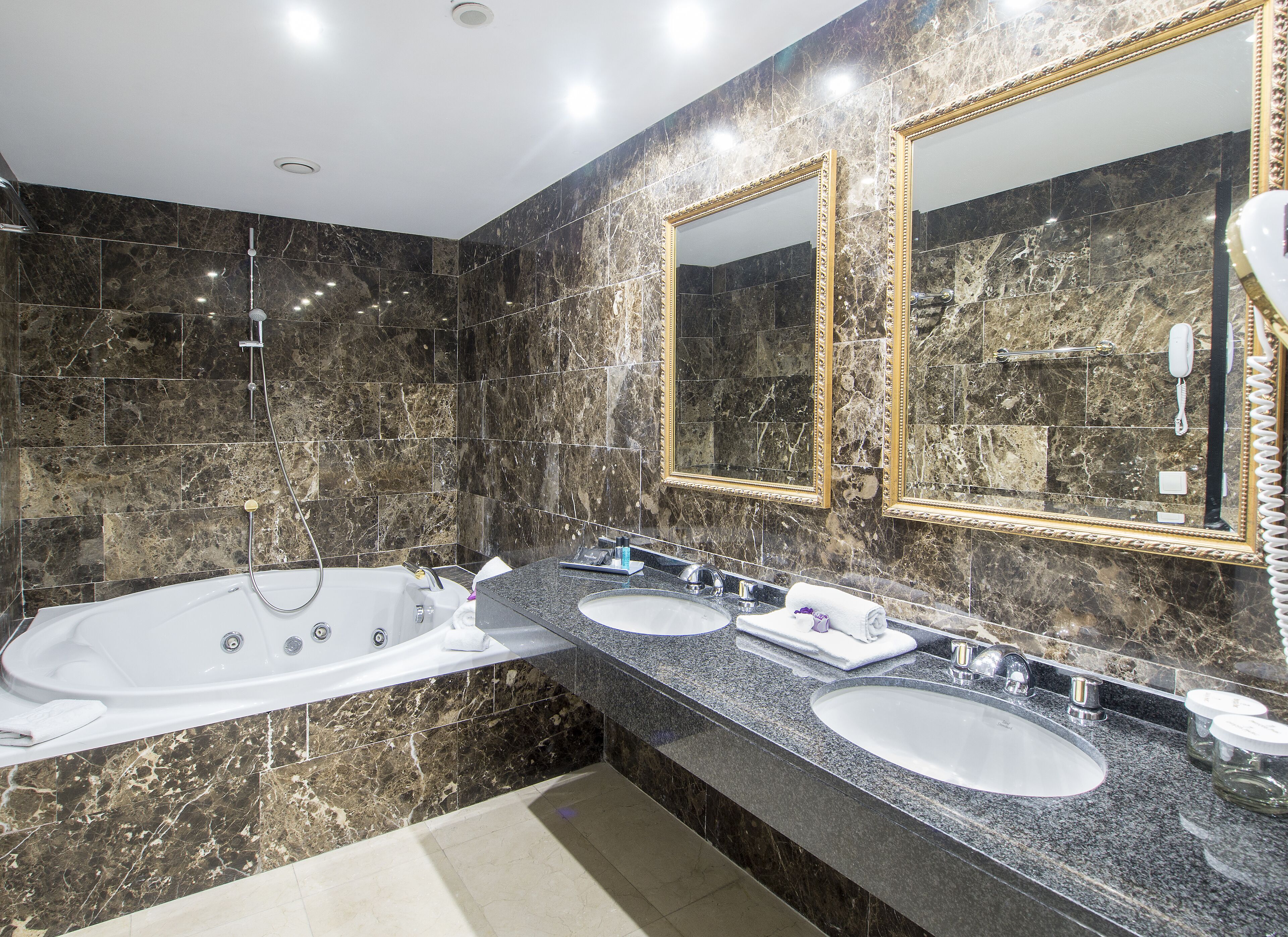 bathtub, jetted bath, free toiletries, hair dryer