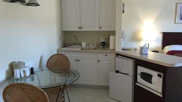 Mini-fridge, microwave, coffee/tea maker
