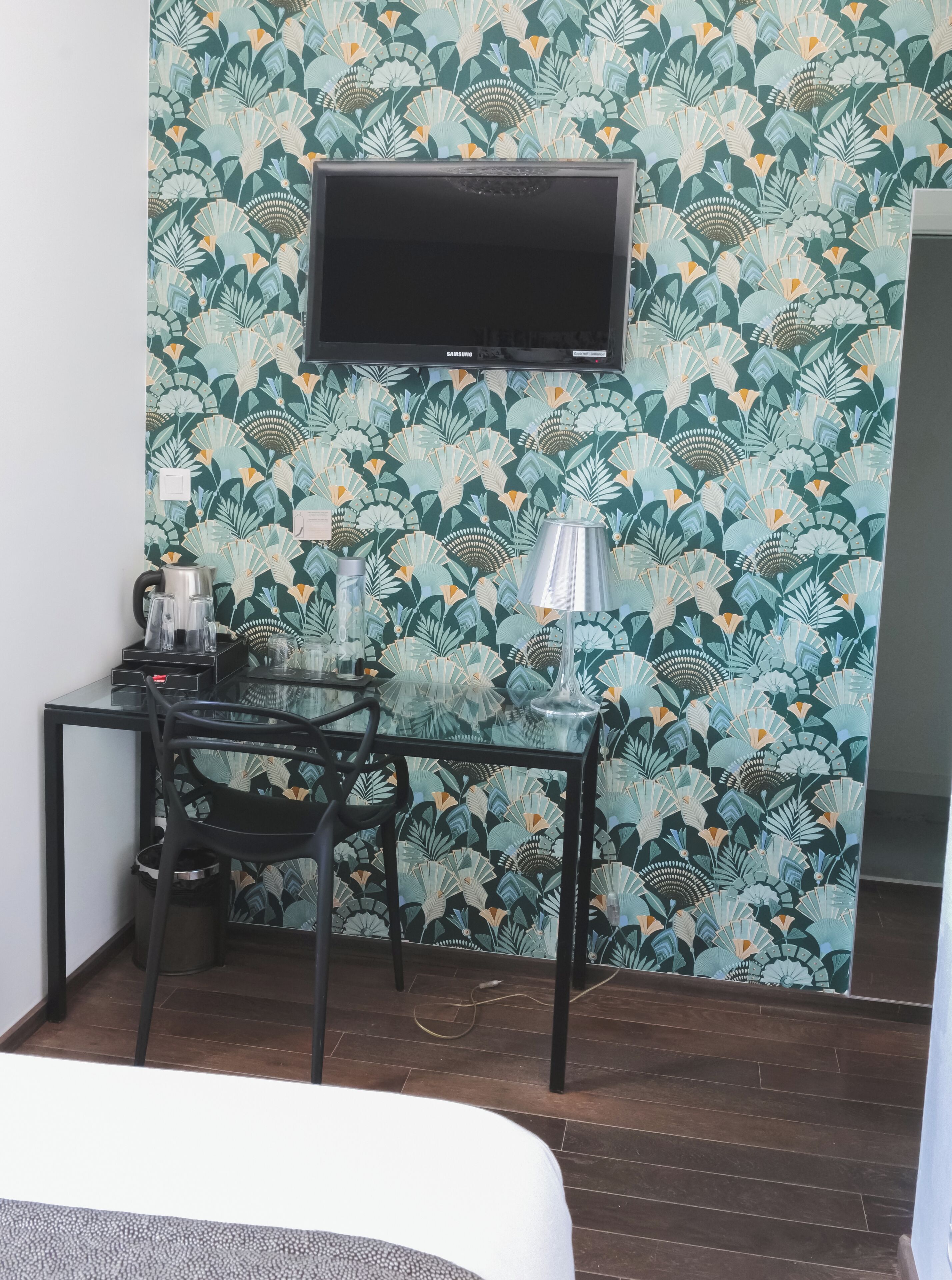 premium bedding, select comfort beds, desk, laptop workspace