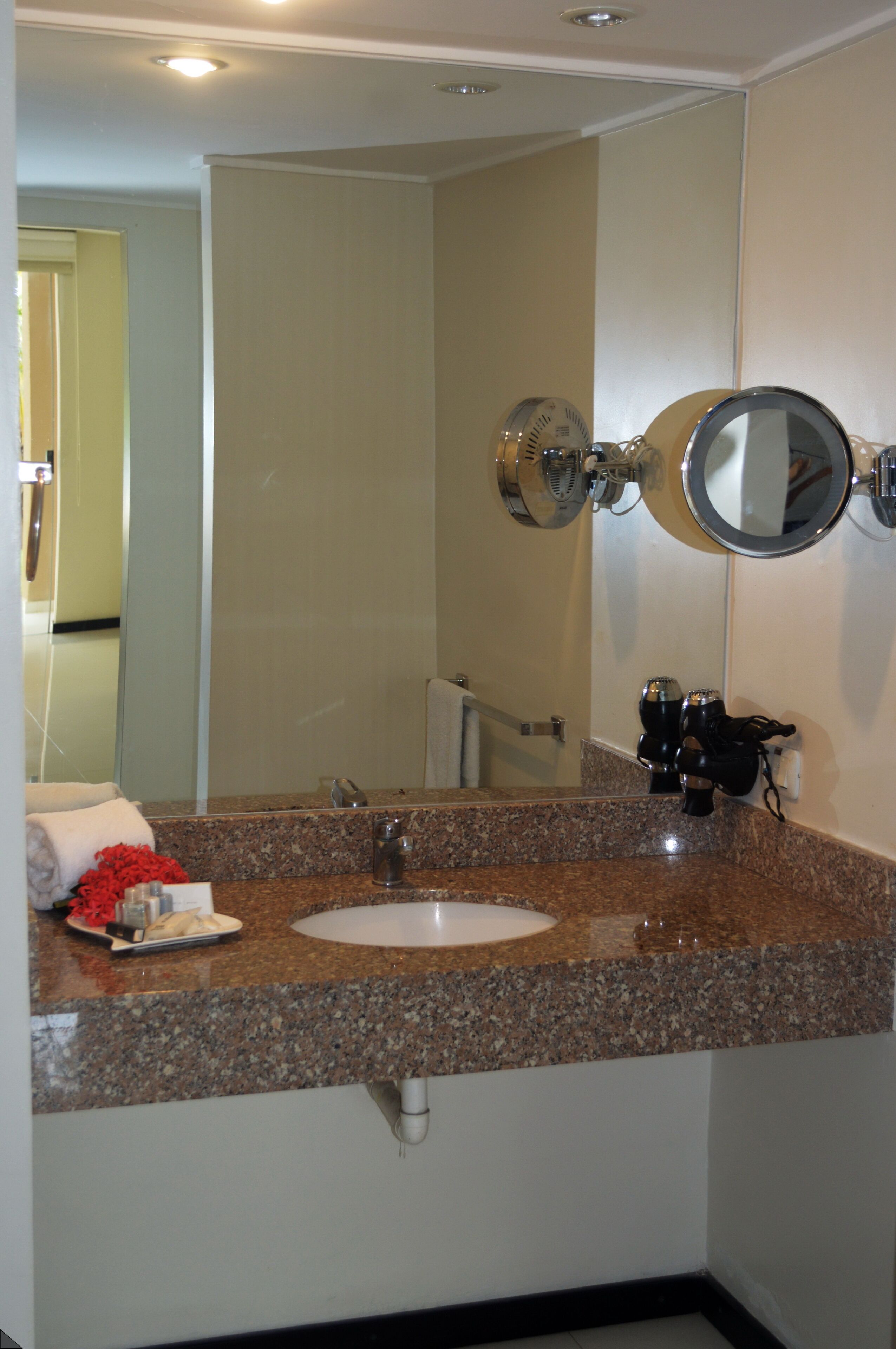 shower, rainfall showerhead, designer toiletries, hair dryer