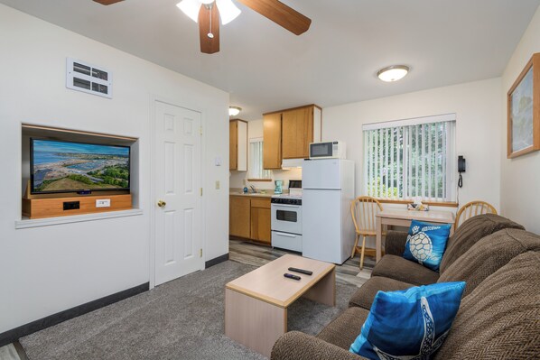 Deluxe Apartment, 1 Queen Bed with Sofa bed, Kitchen | Living area | 32-inch flat-screen TV with cable channels, TV, Netflix