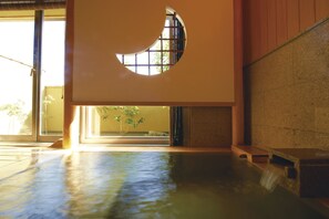 Unsui Villa, Japanese Sukiya style, Maisonette Double Room With Open-Air Bath(Check-in by 6PM) | Bathroom | Separate bathtub and shower, spring water bathtub, free toiletries - Bettei Soan (Minamiaso)