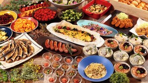 A variety of dishes including sushi, sashimi, and grilled fish.