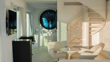 Penthouse | Frigobar, cofres nos quartos, individualmente mobiliados, escrivaninha