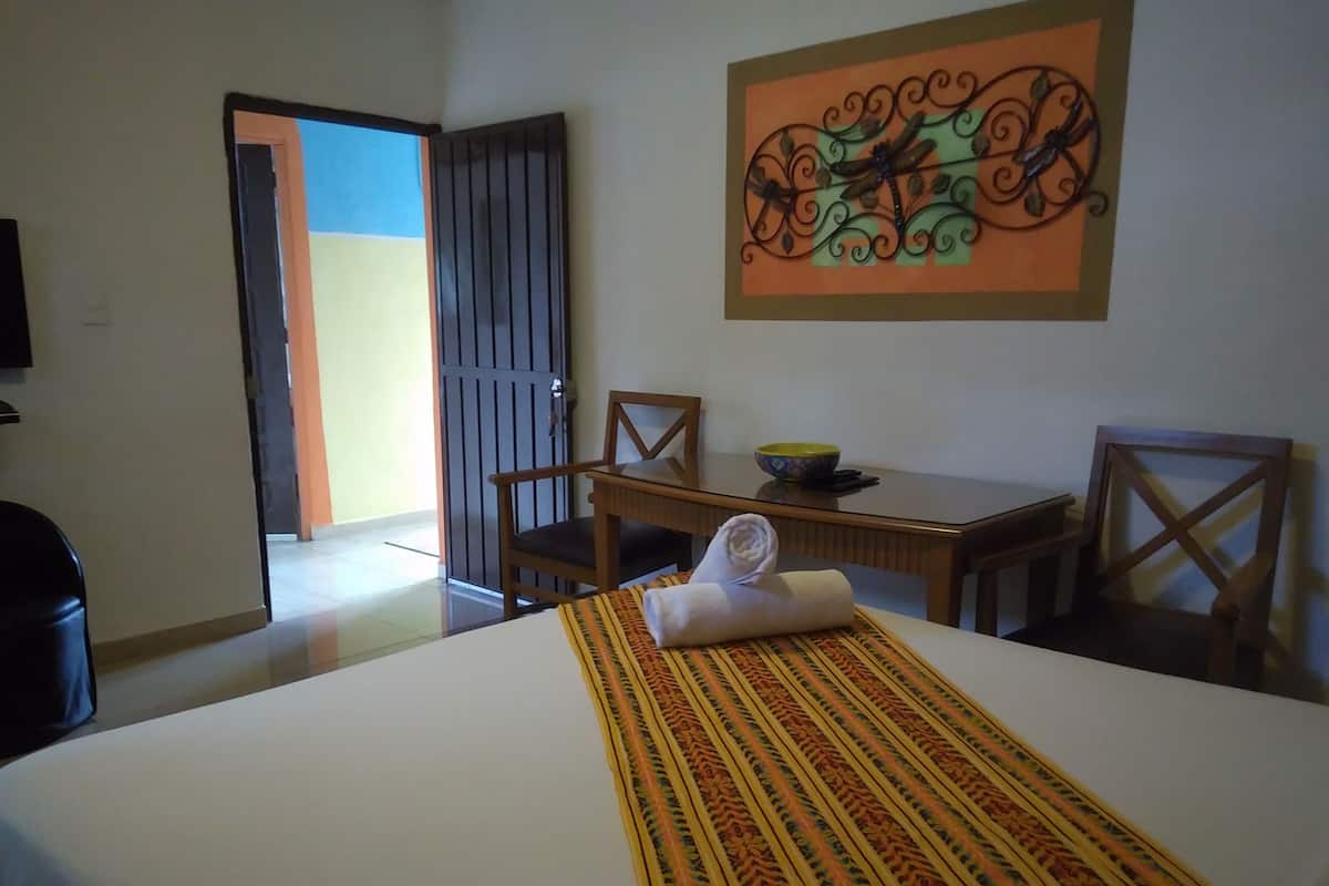 Premium bedding, laptop workspace, free WiFi, bed sheets