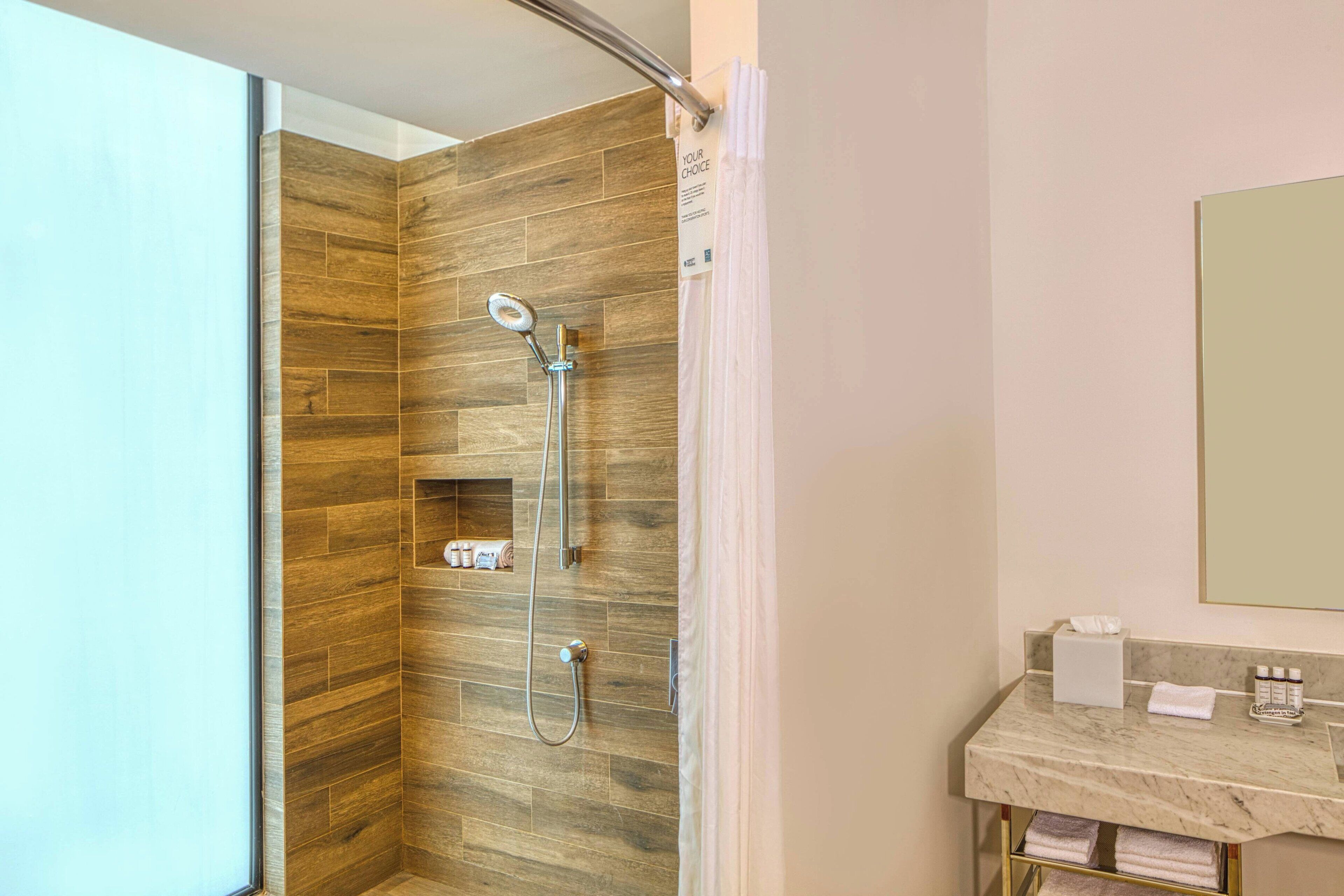 room, 1 king bed | bathroom | shower, free toiletries, hair dryer, towels