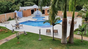 Indoor pool, outdoor pool, open 6:00 AM to 9:30 PM, pool loungers