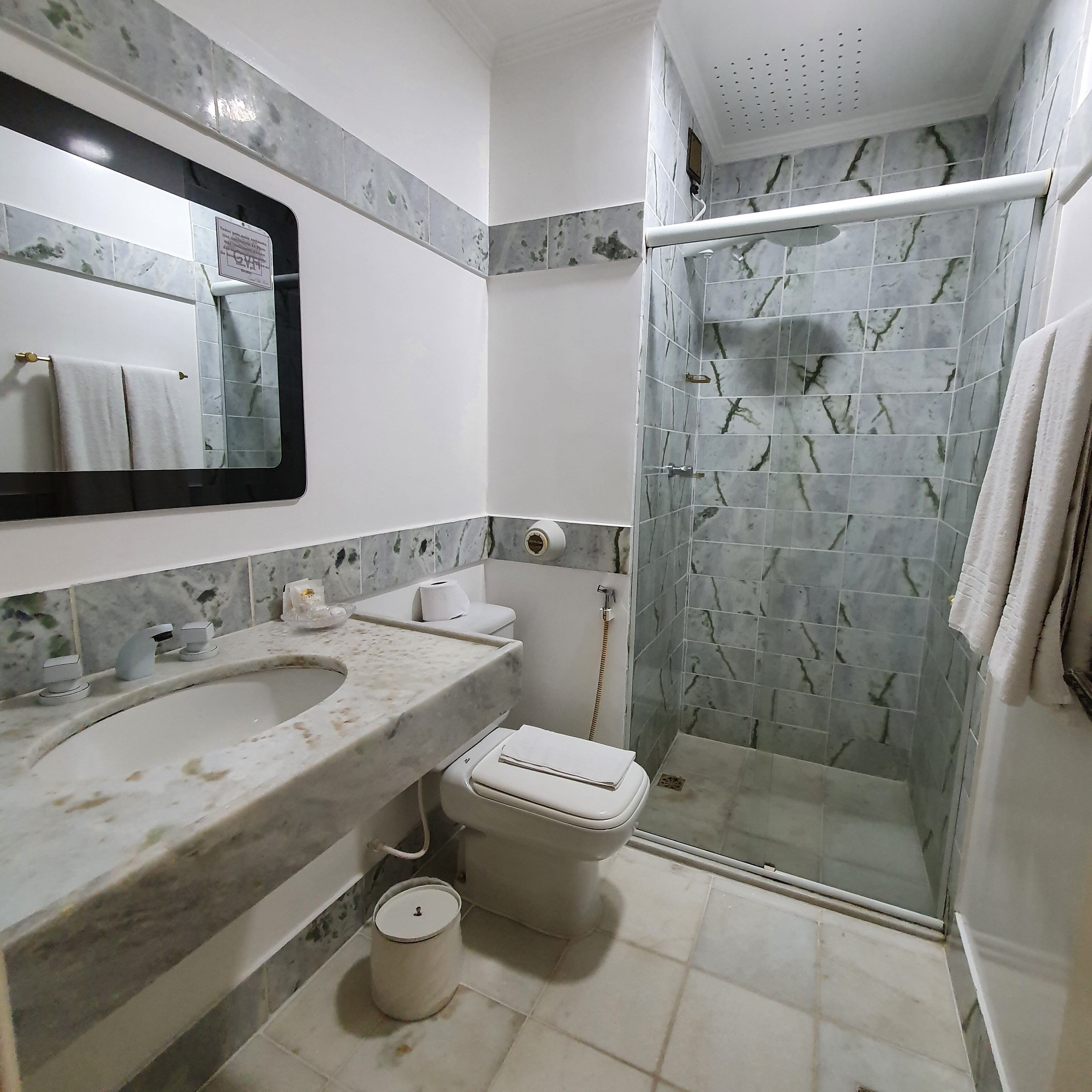 deluxe suite | bathroom | shower, free toiletries, hair dryer, towels