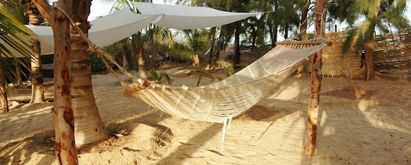 On the beach, white sand