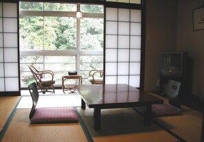 Twin bedroom with Hot spring Bath (26 sqm) | Living area | Flat-screen TV - Hazu Bekkan (Shinshiro)