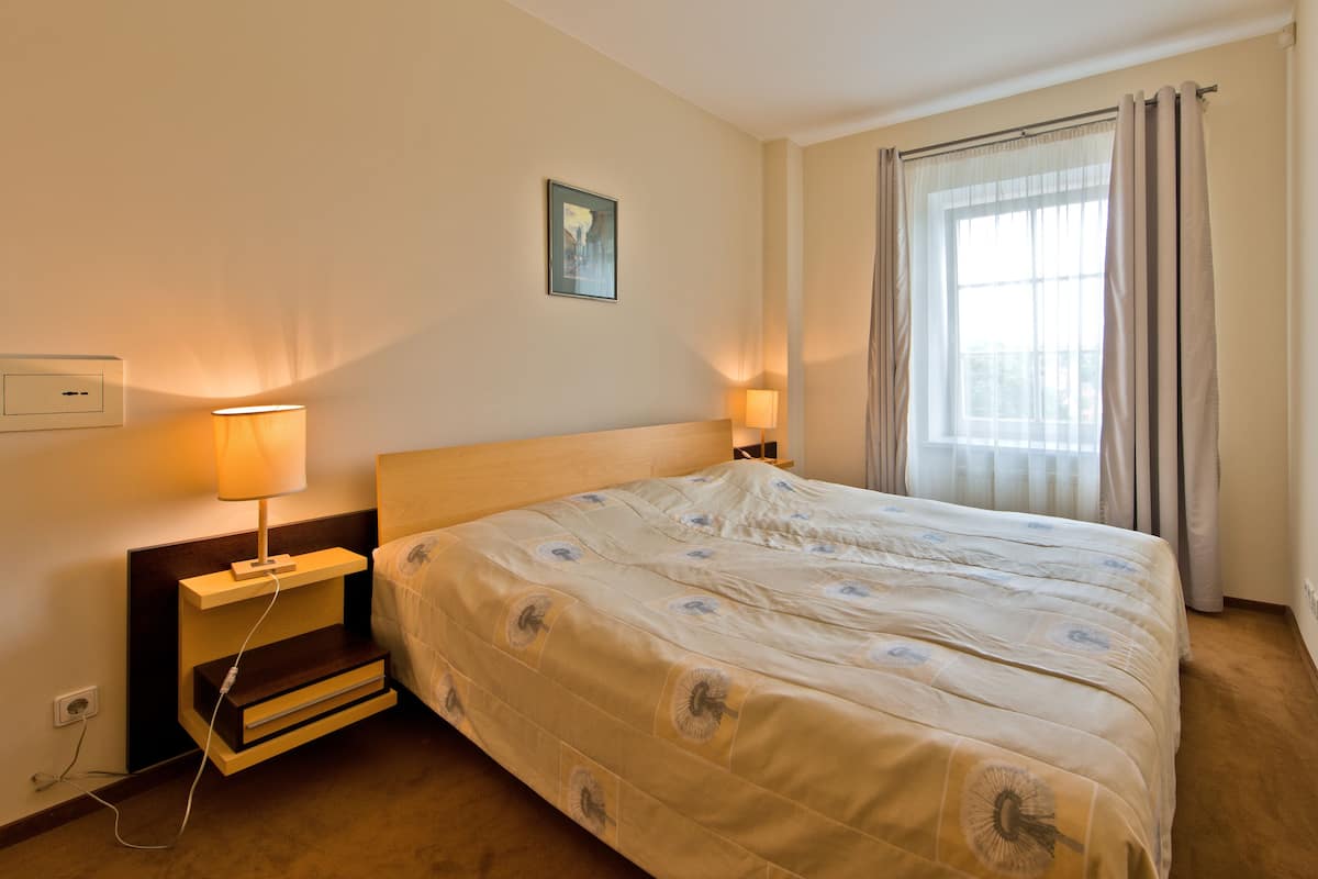Appartement, 1 slaapkamer | Een kluis op de kamer, geluiddichte muren, een strijkplank/strijkijzer
