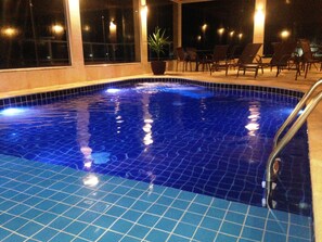 Indoor pool, 2 outdoor pools, open 9 AM to 8 PM, pool umbrellas
