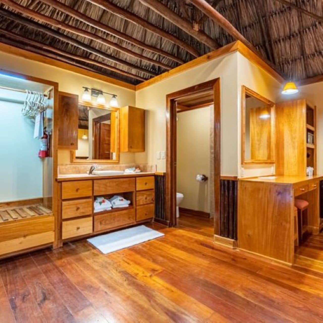 seaside standard, 2 queen beds | bathroom | shower, free toiletries, hair dryer, towels