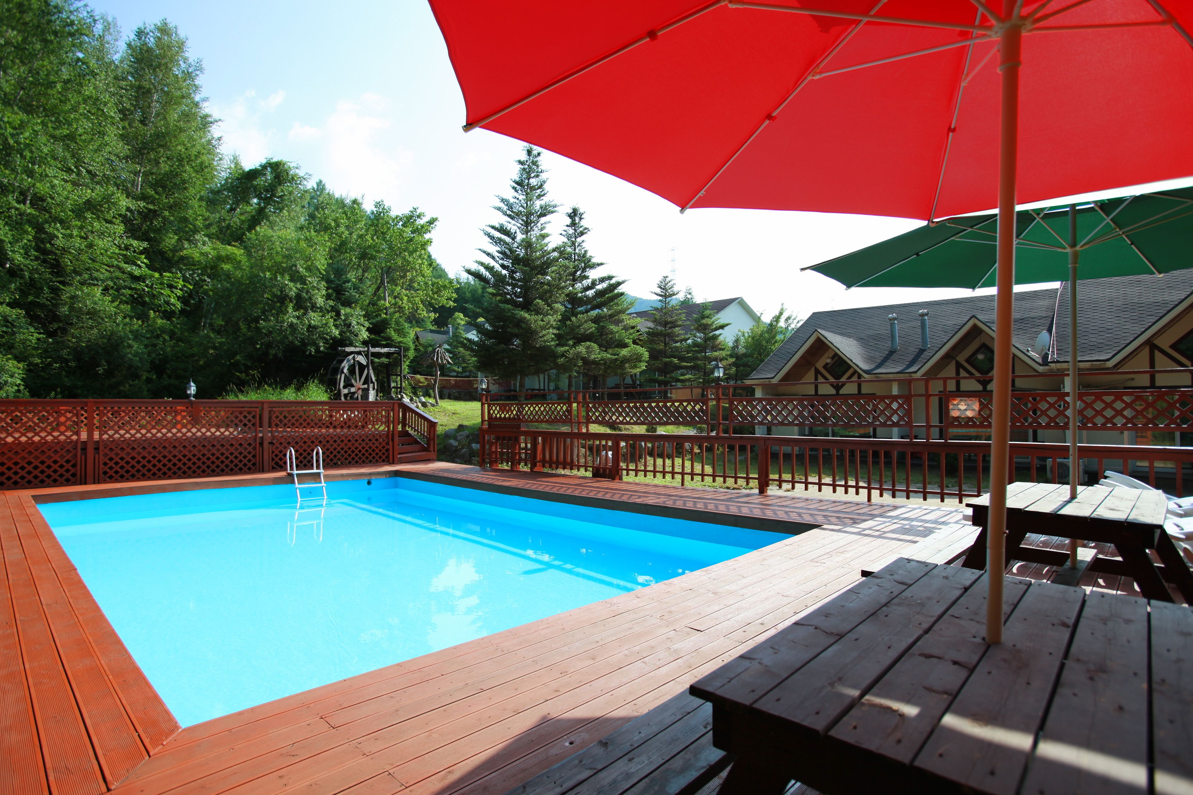 2 개의 야외 수영장