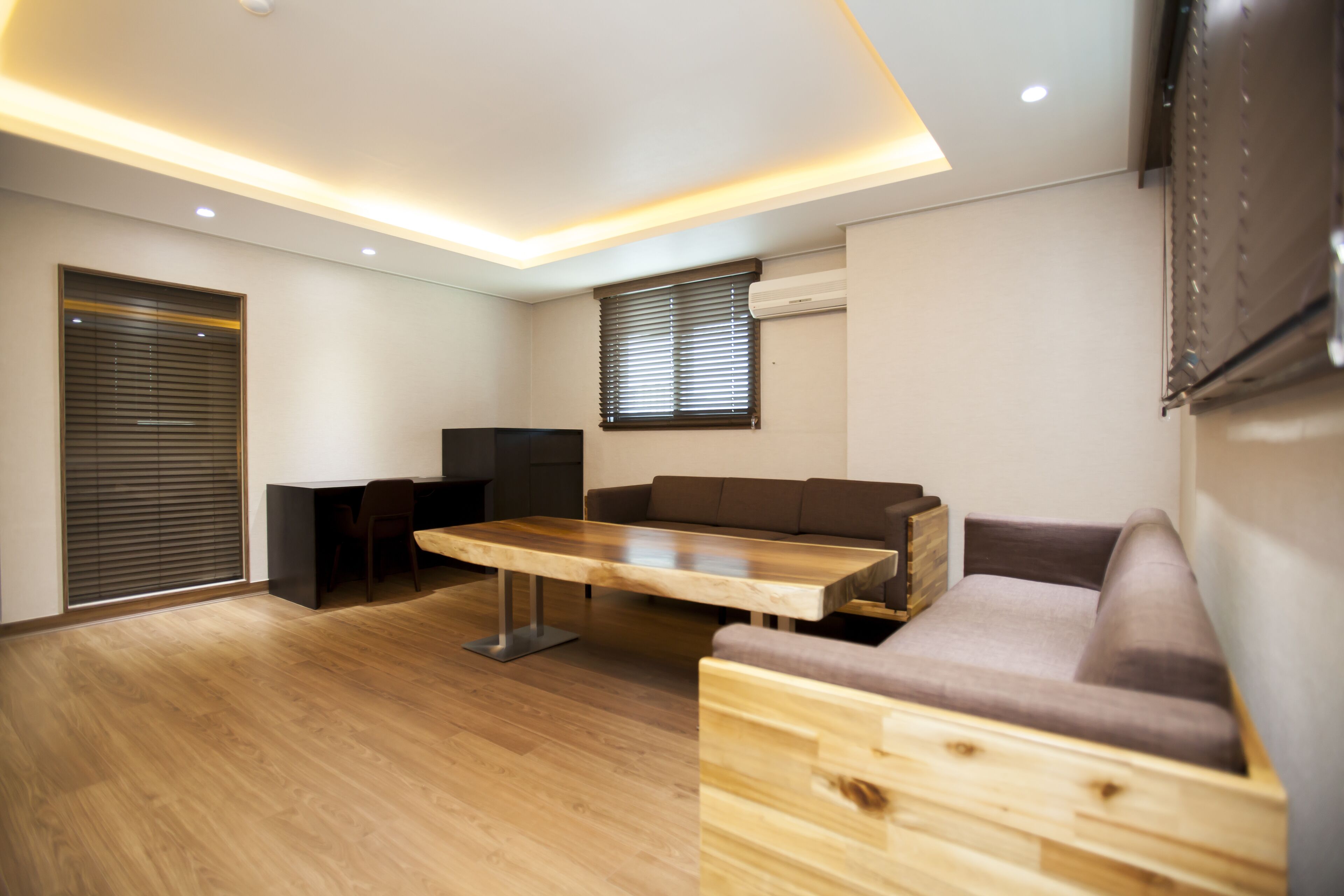 deluxe studio suite, 1 king bed, non smoking | living area | 47-inch led tv with cable channels, tv, heated floors