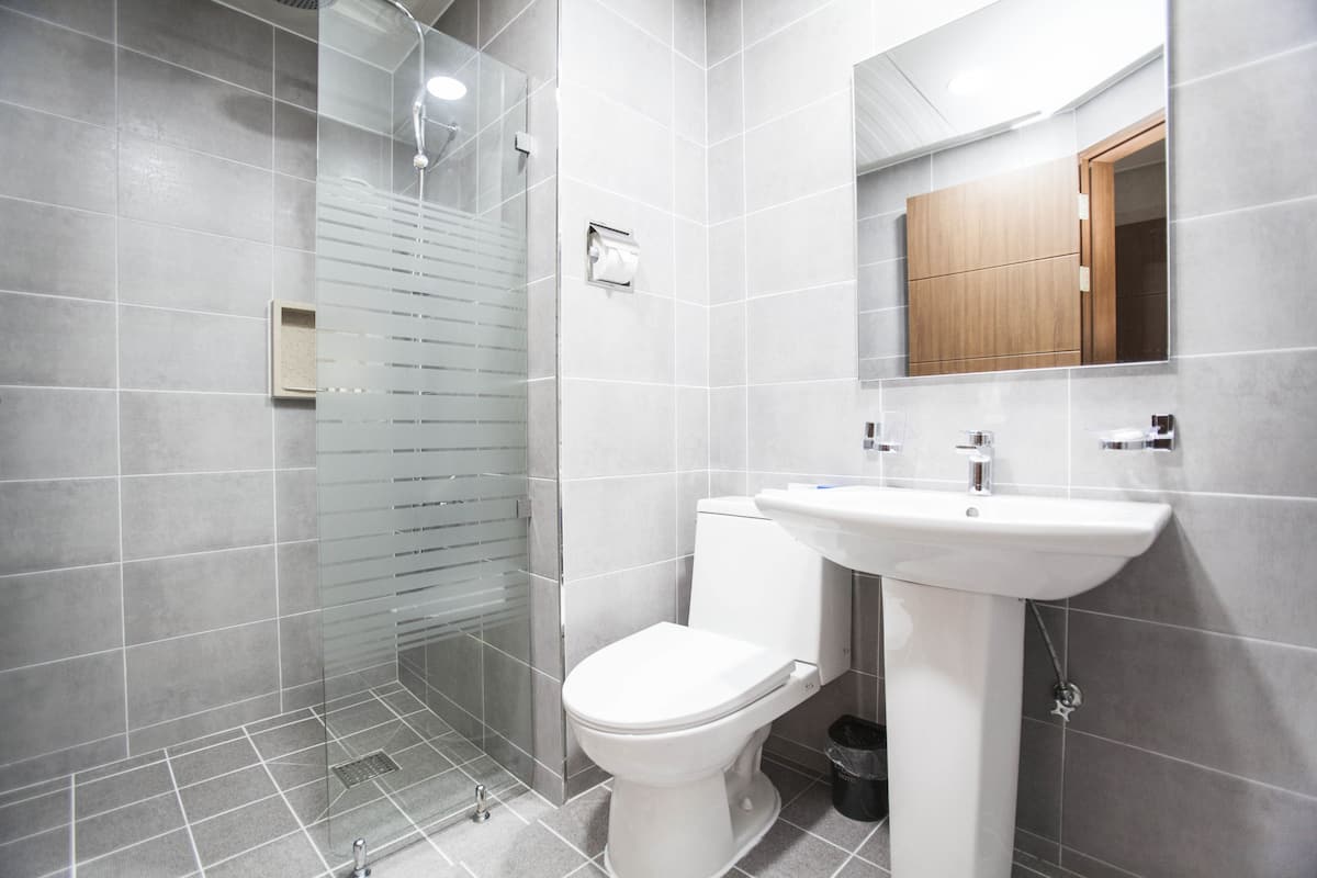 hair dryer, bathrobes, towels, soap