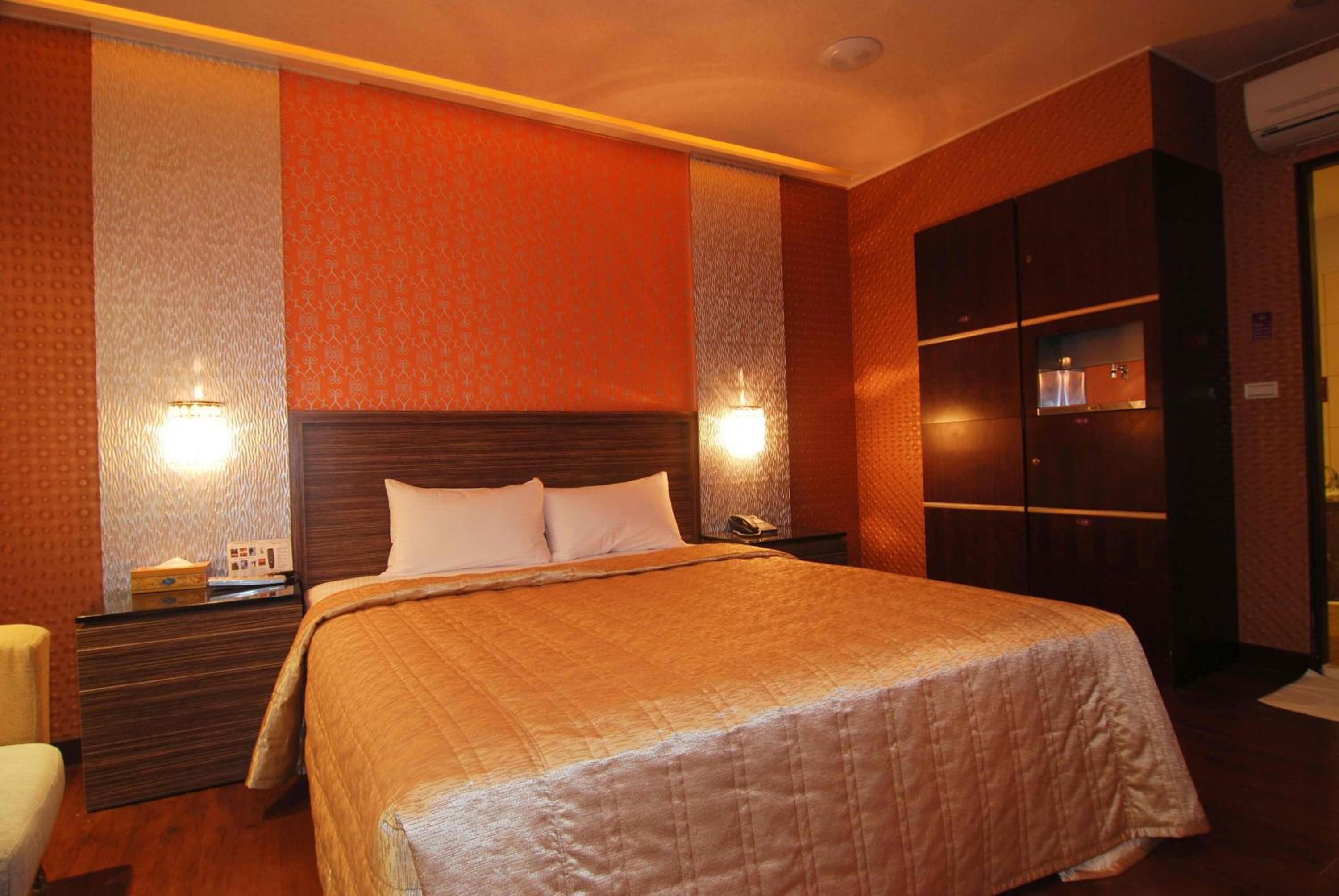 Down comforters, desk, blackout drapes, soundproofing